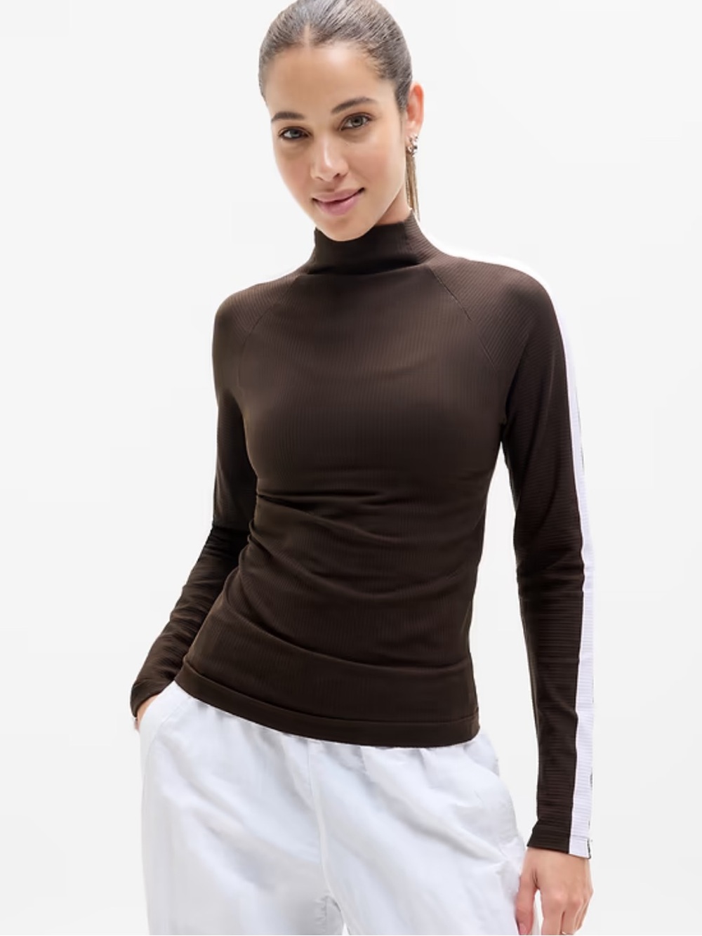 Athleta Renew Seamless Mock Neck Long Sleeve sz Large